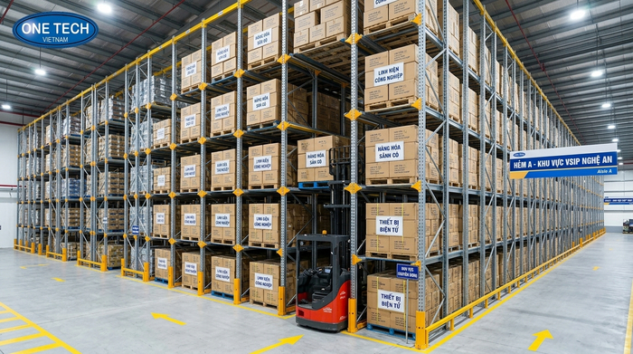 Kệ drive in KCN VSIP Nghệ An Kệ drive in ứng dụng trong kho tại KCN VSIP Nghệ An