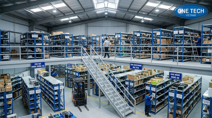 Kệ sàn mezzanine kết hợp kệ trung tải Nghệ An Kệ sàn mezzanine kết hợp kệ trung tải tại Nghệ An