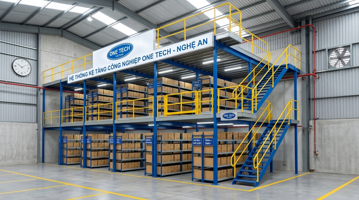 Kệ sàn mezzanine Nghệ An trong kho hàng công nghiệp Kệ sàn mezzanine Nghệ An trong kho hàng công nghiệp