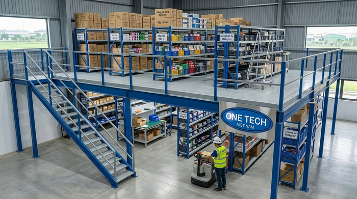Kệ sàn mezzanine tải nhẹ Nghệ An Kệ sàn mezzanine tải nhẹ cho kho hàng tại Nghệ An