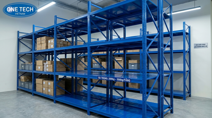 Kệ trung tải 200kg 300kg mỗi tầng Kệ trung tải 200kg đến 300kg mỗi tầng cho kho cửa hàng tại Nghệ An