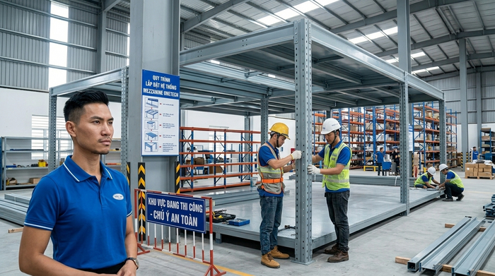 Lắp đặt kệ sàn mezzanine Nghệ An Lắp đặt kệ sàn mezzanine Nghệ An tại kho hàng