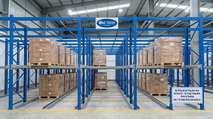 Mẫu kệ drive in 2 tầng Mẫu kệ drive in 2 tầng cho kho pallet tải trọng vừa