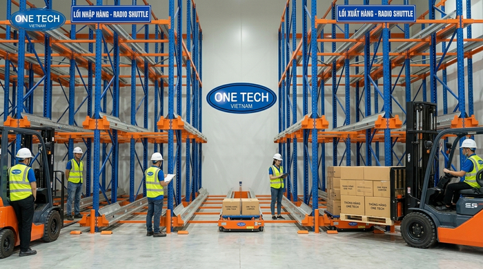 Nguyên lý xuất nhập pallet bằng kệ Radio Shuttle tại Nghệ An