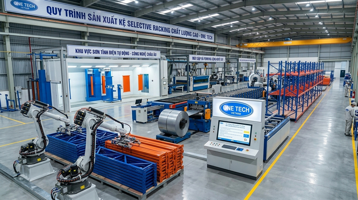 Giá tại nhà máy kệ Selective Nghệ An Dây chuyền sản xuất kệ Selective quy mô lớn tại nhà máy OneTech