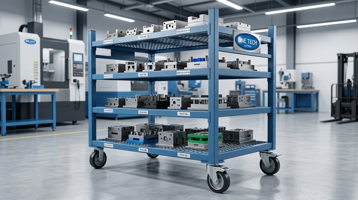 Kệ khuôn di động có bánh xe dùng cho khuôn nhỏ và đồ gá