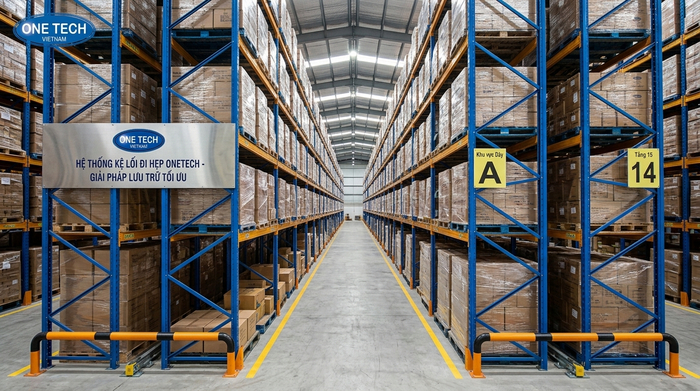 Kệ Narrow Aisle Nghệ An trong kho công nghiệp lối đi hẹp