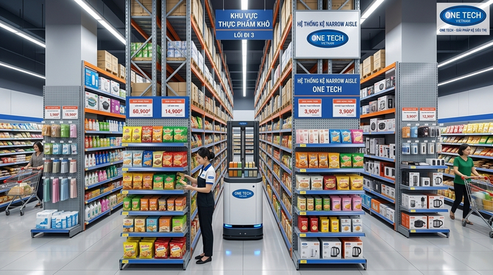 Kệ Narrow Aisle tại TP Vinh cho kho bán lẻ và siêu thị