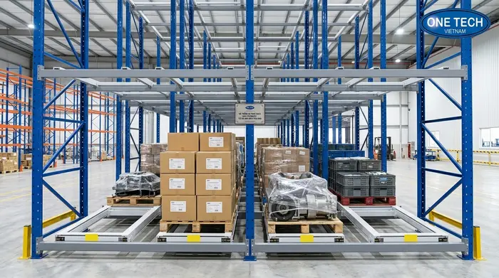 Kệ Push Back phù hợp với hệ thống LIFO trong kho hàng Kệ Push Back Nghệ An phù hợp hệ thống LIFO cho kho pallet
