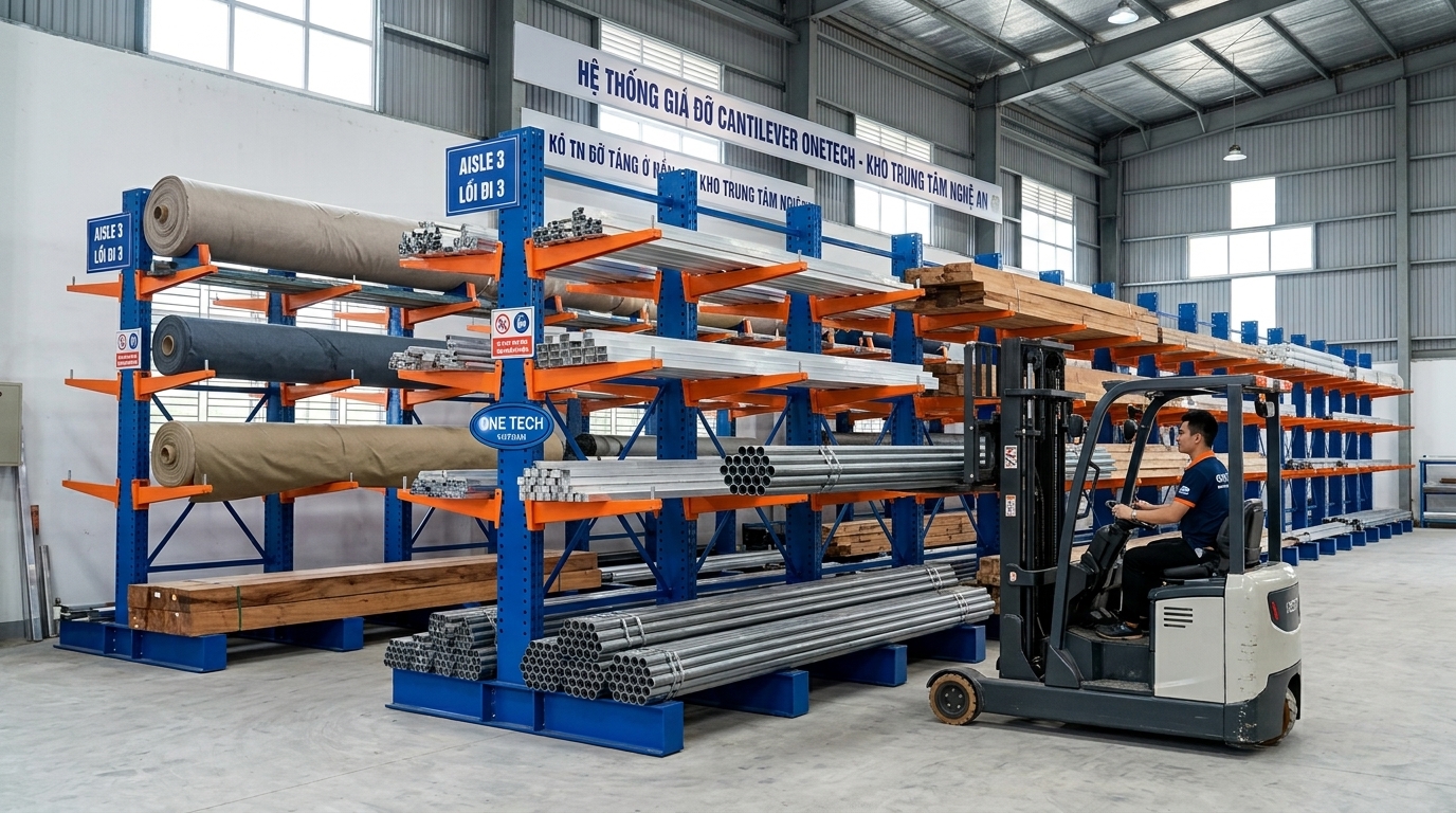 Kệ tay đỡ Nghệ An cho kho hàng dài và nặng Kệ tay đỡ Nghệ An dùng cho kho chứa hàng dài