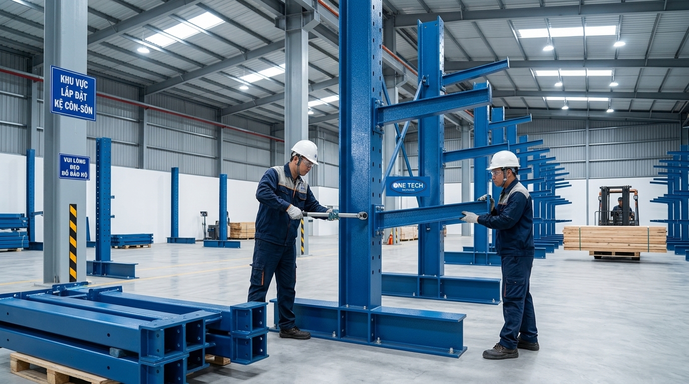 Quy trình triển khai kệ tay đỡ tại kho Nghệ An Quy trình lắp đặt kệ tay đỡ Nghệ An