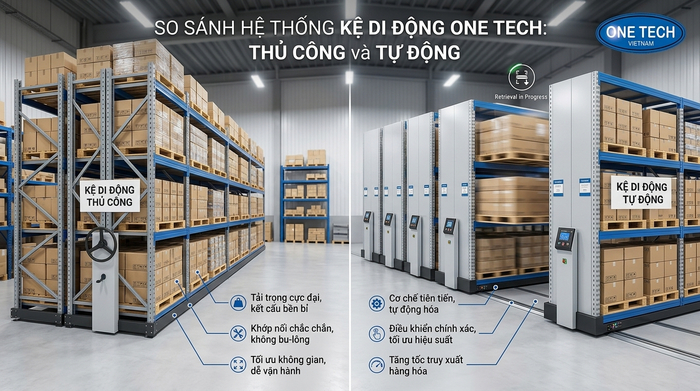 So sánh kệ di động thủ công và kệ di động tự động hóa