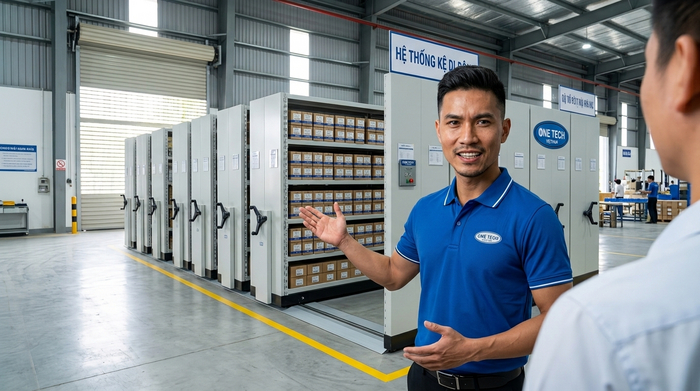 Tư vấn kệ kho di động Nghệ An trực thuộc OneTech