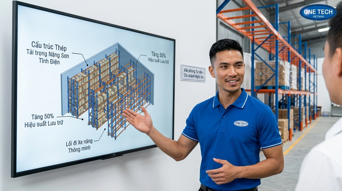 Tư vấn và lắp đặt kệ kho thông minh Nghệ An Tư vấn kệ kho thông minh Nghệ An trực thuộc OneTech Group