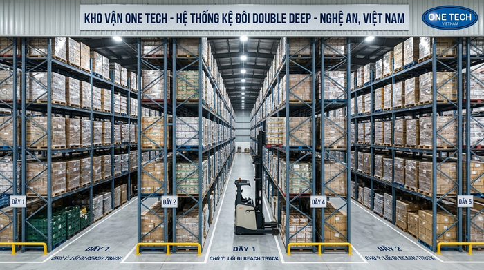 Ứng dụng Kệ Double Deep tại kho hàng Nghệ An