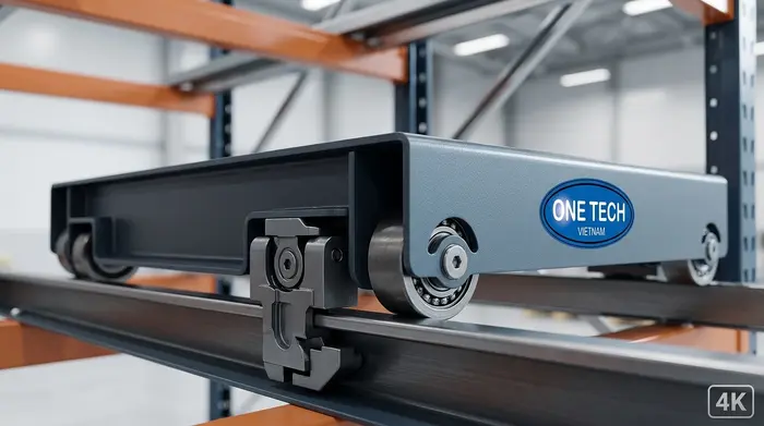 Xe trượt là bộ phận quan trọng trong hệ thống kệ Push Back Xe trượt pallet của Kệ Push Back Nghệ An