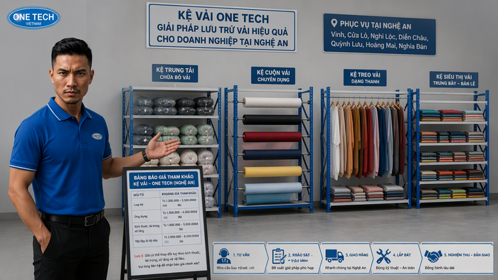 Báo giá kệ để vải Nghệ An theo thiết kế thực tế