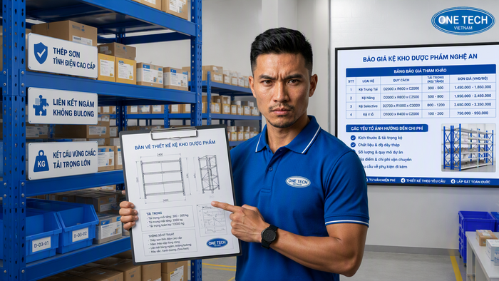 Báo giá kệ kho dược phẩm Nghệ An theo bản vẽ kỹ thuật