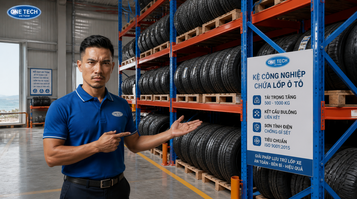 Bố trí kệ để lốp xe trong kho tại Nghệ An