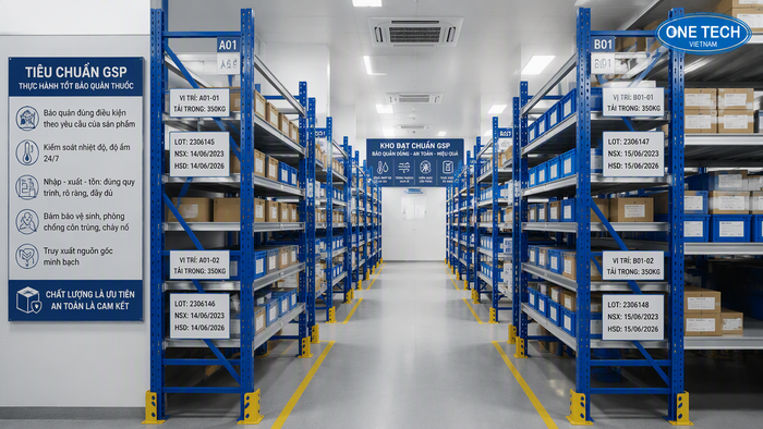 Bố trí lối đi kệ kho dược phẩm theo tiêu chuẩn GSP