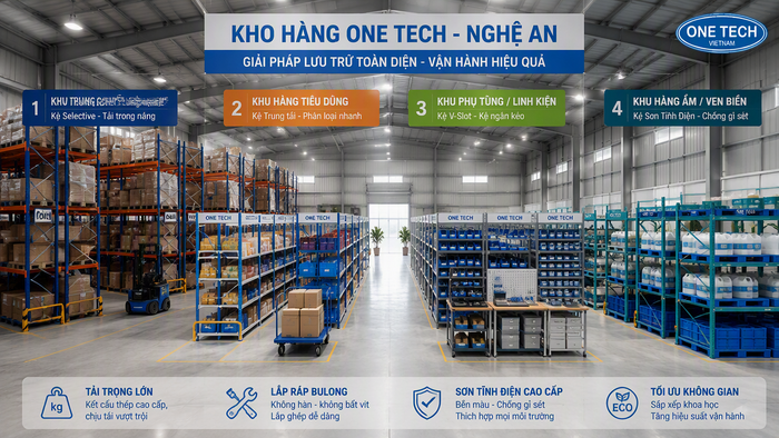 Bố trí thiết bị kho theo từng loại hàng tại Nghệ An