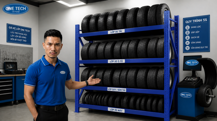 Kệ để lốp xe Nghệ An dùng cho gara ô tô