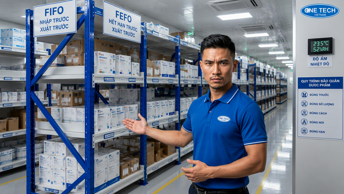 Kệ kho dược phẩm Nghệ An trong kho thuốc tại TP Vinh