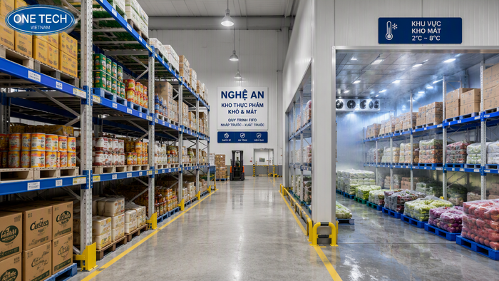 Hệ thống kệ kho thực phẩm Nghệ An cho kho hàng khô và kho mát