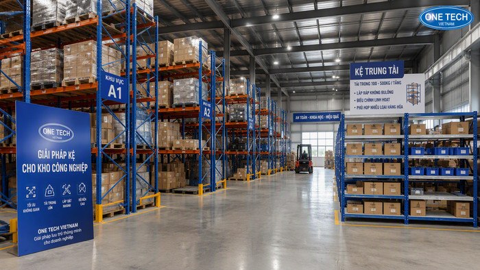 Kệ pallet và kệ trung tải cho kho công nghiệp tại Nghệ An