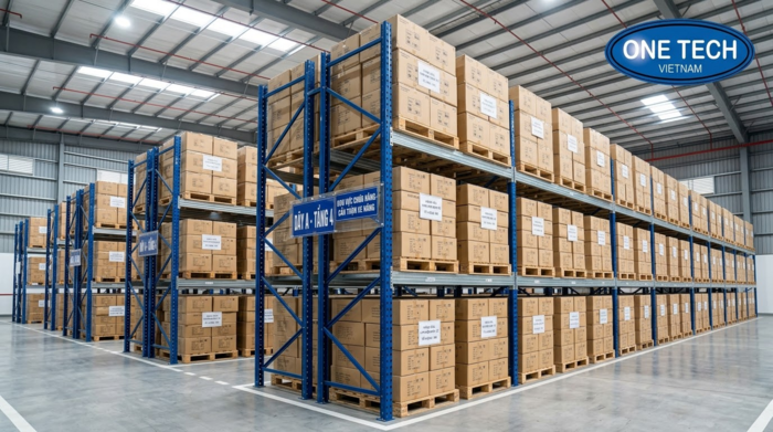 Kệ selective lưu trữ linh kiện điện tử đóng pallet