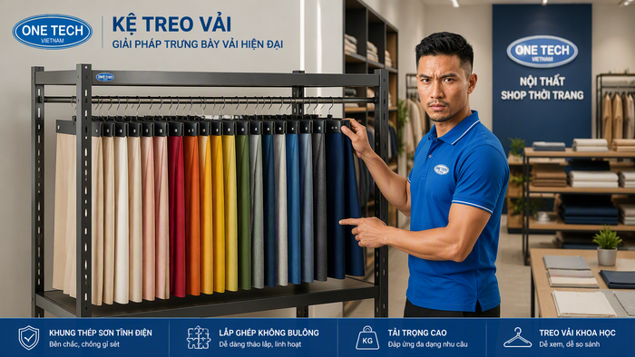 Kệ treo vải cho cửa hàng thời trang tại TP Vinh