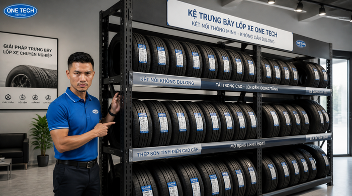 Kệ trưng bày lốp xe cho showroom tại Nghệ An