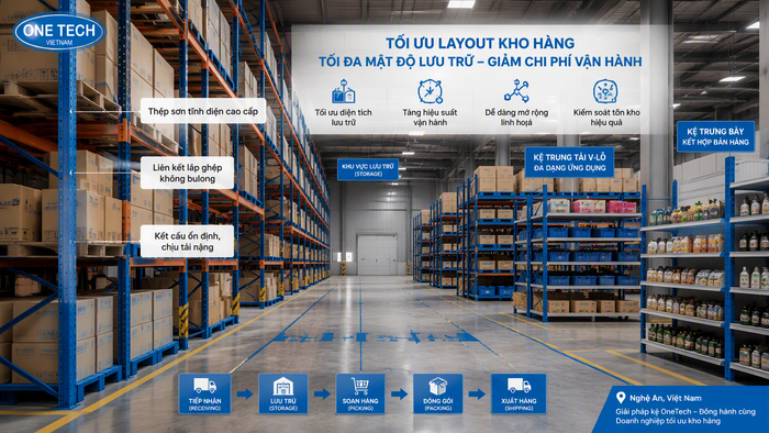 Thiết kế layout kệ kho hàng tối ưu tại Nghệ An