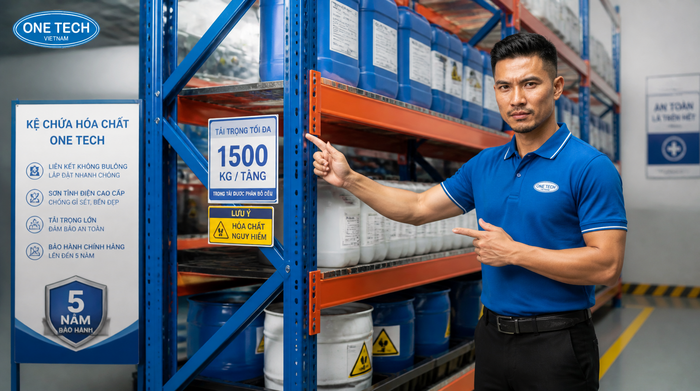 OneTech cung cấp kệ kho hóa chất Nghệ An Kệ kho hàng Nghệ An OneTech tư vấn thiết kế kệ kho hóa chất