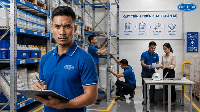 Quy trình lắp đặt kệ kho thực phẩm từ khảo sát đến bàn giao