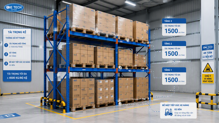 Minh họa cách phân bố tải trọng trên kệ xếp chồng Nghệ An
