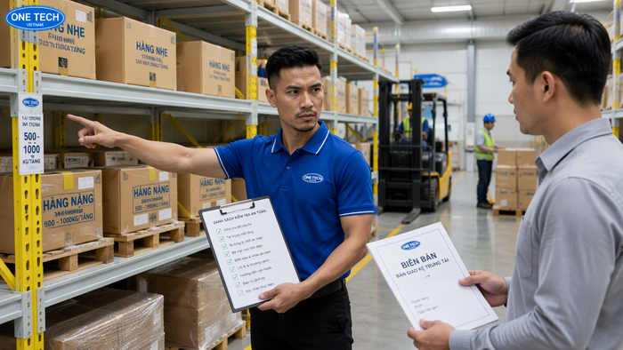Bàn giao kệ trung tải và đào tạo vận hành Bàn giao kệ trung tải và đào tạo quy trình vận hành an toàn trong kho
