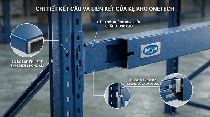 Cấu tạo kệ kho siêu thị sơn tĩnh điện chống ẩm Cấu tạo kệ kho siêu thị sơn tĩnh điện chống ẩm