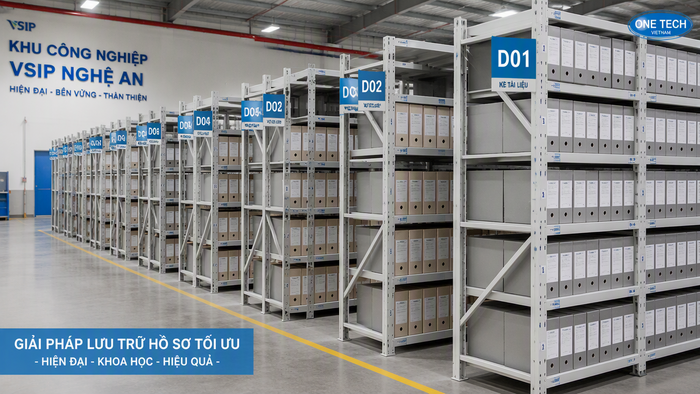 Kệ hồ sơ công nghiệp tại Nghệ An Kệ hồ sơ công nghiệp tại KCN VSIP Nghệ An cho kho tài liệu lớn