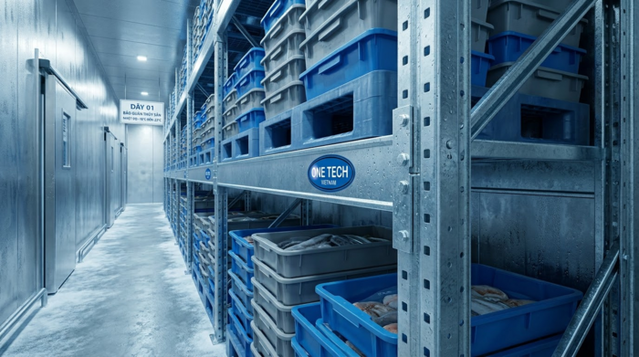 Kệ kho mạ kẽm nhúng nóng chống rỉ cho kho thủy hải sản