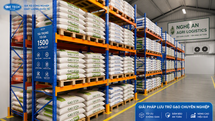 Kệ kho nông sản Nghệ An dùng cho kho lúa gạo đóng pallet