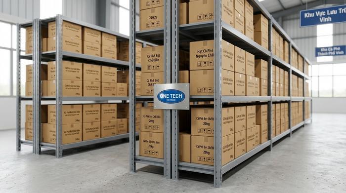 Kệ trung tải chứa cà phê đóng thùng tại Nghệ An